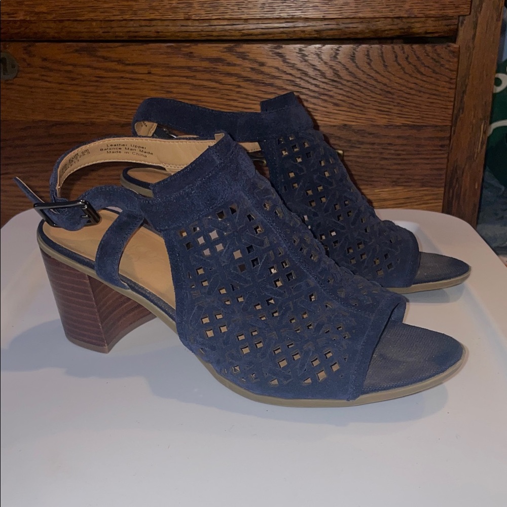 Franco Sarto Navy Block Heel Sandals